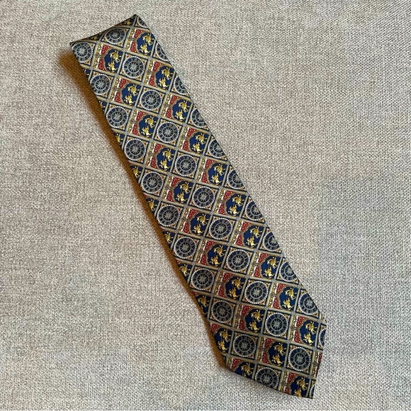 Museum Artifacts Other - Museum Artifacts Men’s 100% Silk Tie Clock Sundial Gladiator Dragon Pattern